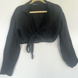 Zara Linen Black blouse